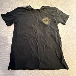 RVCA Black Tee with Gold Leopard Graphic